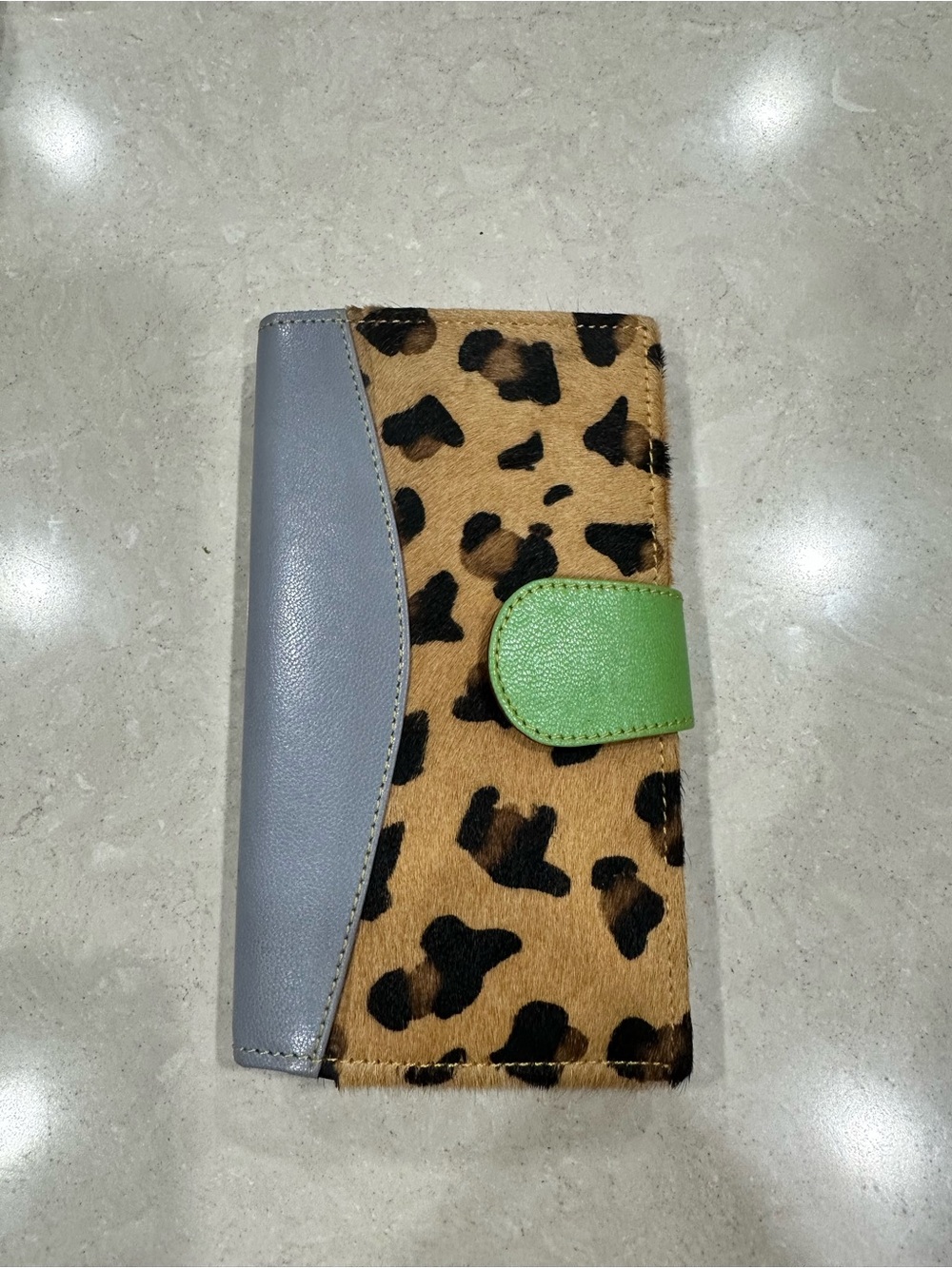 Mari Recycled Leather Wallet -Leopard Print with multi